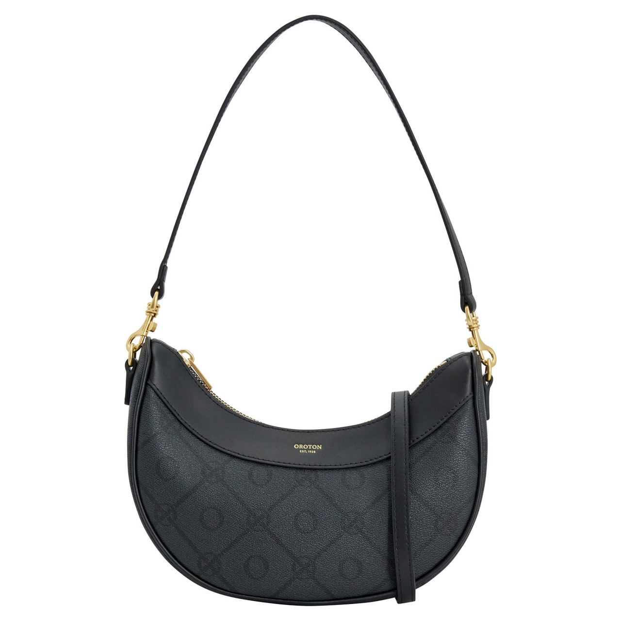 Harvey Signature Crescent Shoulder Bag Black Oroton