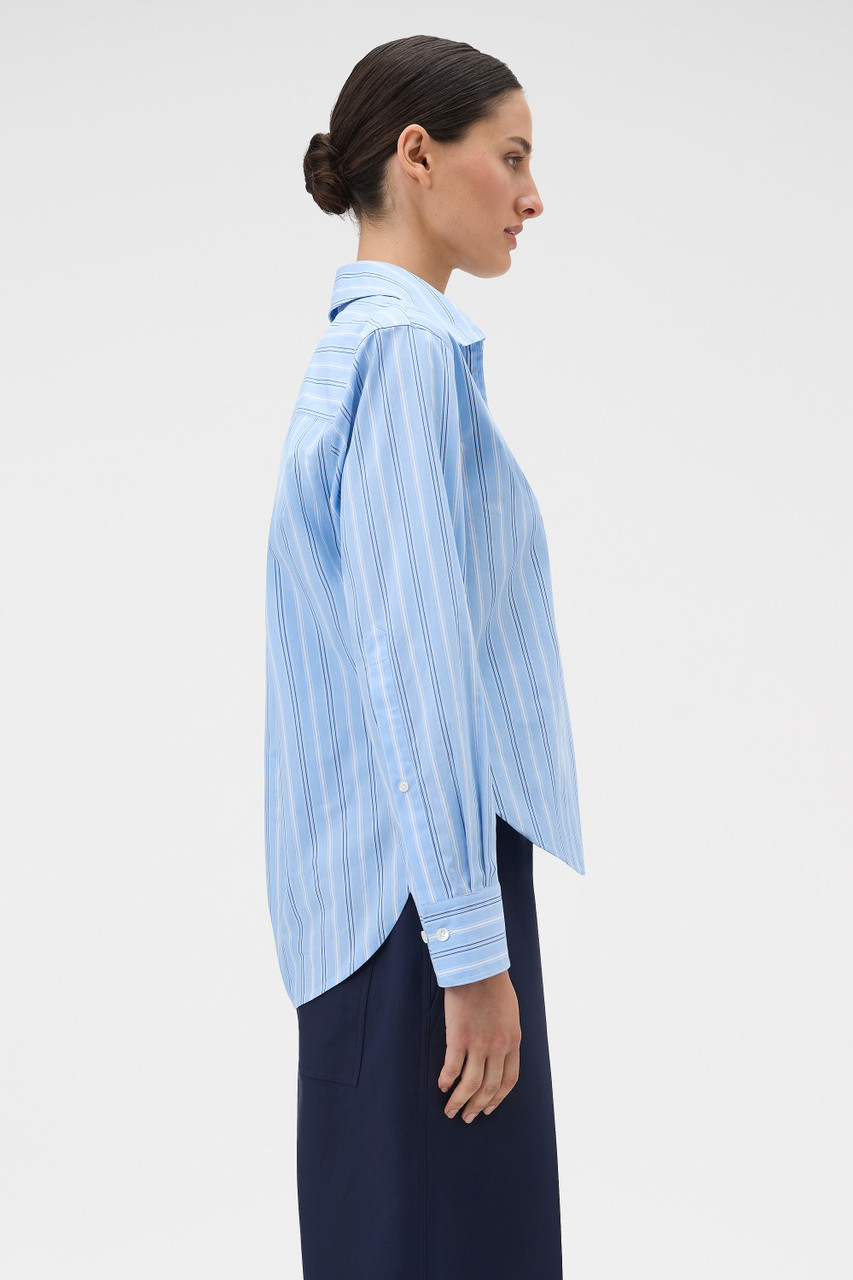 トップス STRIPED ZIPPER SHIRT Empyre Glen Black, White & Brown Stripe Short Sleeve Zip Shirt