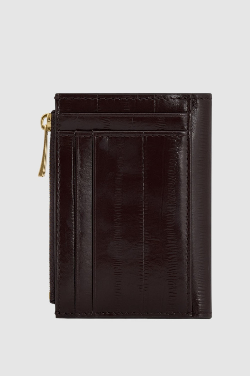 Cecile Texture Mini 10 Credit Card Zip Wallet - Mulberry | Oroton
