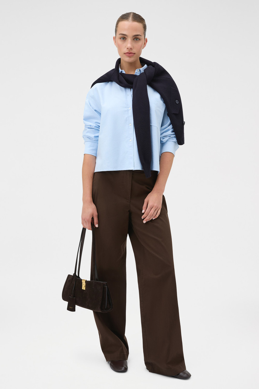 Oxford Cropped Shirt - Soft Blue | Oroton