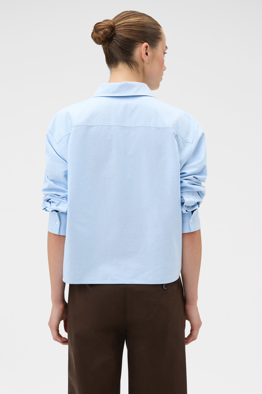 Oxford Cropped Shirt - Soft Blue | Oroton