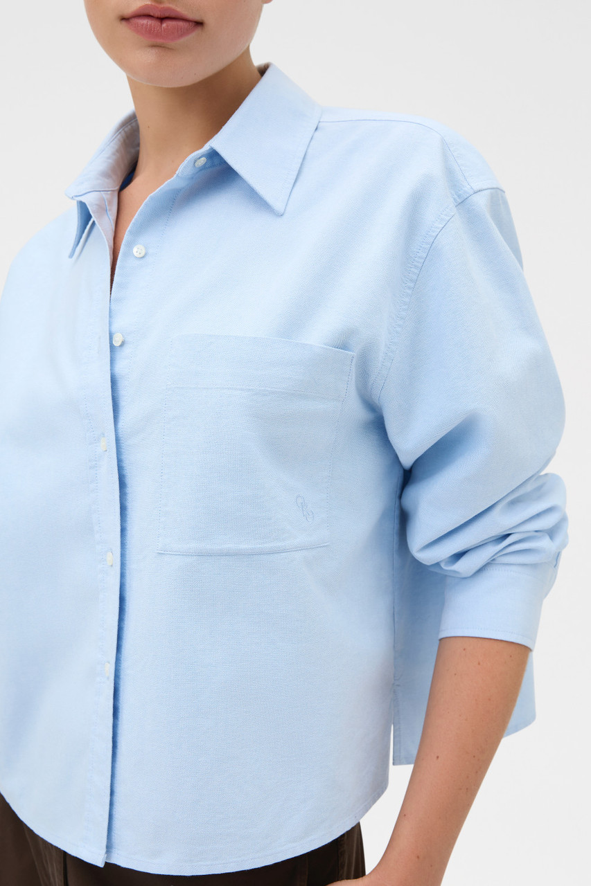 Oxford Cropped Shirt - Soft Blue | Oroton