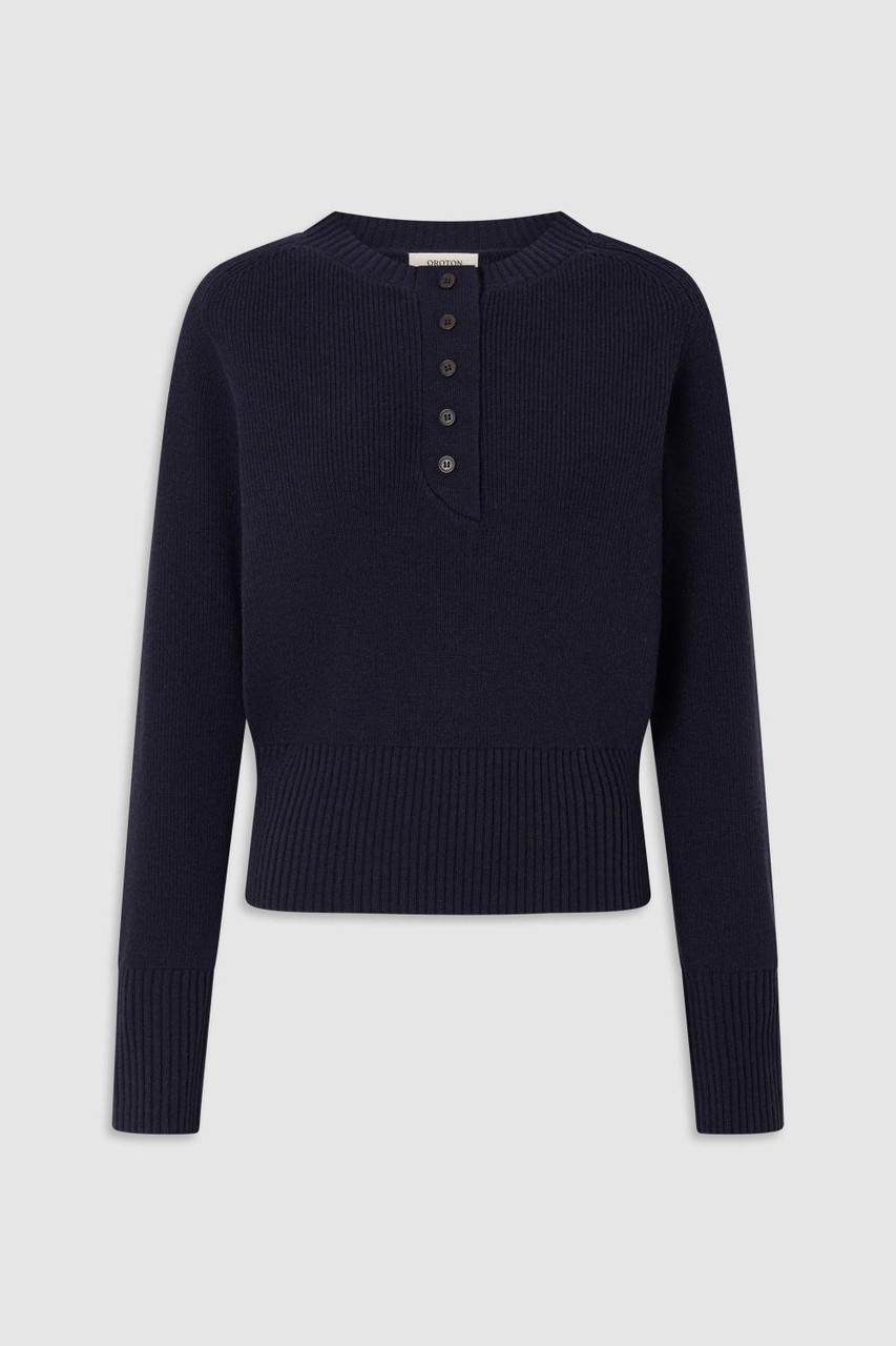mekeko　GOOD GRIEF　HENLEY RIB KNIT TOP Rib Knit Henley - North Sea | Oroton