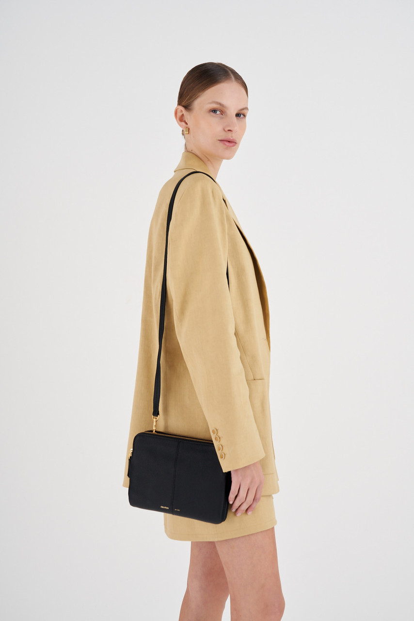 Lilly Double Zip Crossbody - Black | Oroton