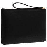 Back product shot of the Oroton Eve Medium Pouch in Black and Pebble leather for Women .