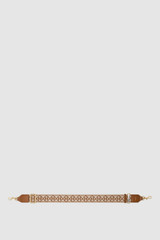 Front product shot of the Oroton Logo Bag Strap in Cognac/Ecru and Premium smooth leather for Women .