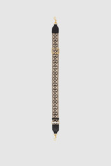 Front product shot of the Oroton Logo Bag Strap in Black/Natural and Premium smooth leather and webbing material for Women .