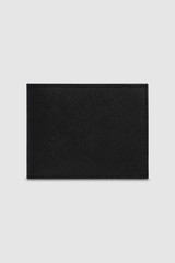 Front product shot of the Oroton Eton 4 Card Mini Wallet in Black and Saffiano/Smooth Leather for Men .