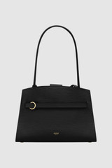 Front product shot of the Oroton Audrey Small Three Pocket Day Bag in Black and Premiums saffiano and smooth leather for Women .