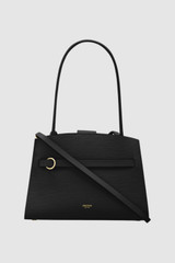 Front product shot of the Oroton Audrey Small Three Pocket Day Bag in Black and Premiums saffiano and smooth leather for Women .