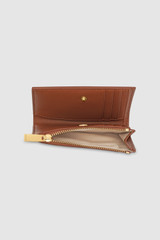 Internal product shot of the Oroton Imogen Mini 10 Credit Card Zip Wallet in Brandy and Smooth Leather for Women .