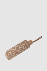 Front product shot of the Oroton Parker Small Umbrella in Dark Fawn/Cream and Printed pongee fabric for Women .