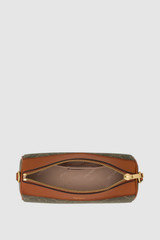 Internal product shot of the Oroton Harvey Signature Baguette Crossbody in Black/Cognac and Nylon canvas base cloth material with PVC coating (70% PVC, 30% polyester) for Women .