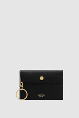 Front product shot of the Oroton Margot Keyring Pouch in Black and Pebble leather for Women .