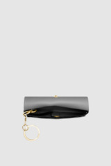 Internal product shot of the Oroton Margot Keyring Pouch in Black and Pebble leather for Women .