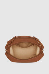 Internal product shot of the Oroton Mica Bowler in Brandy and Premium pebble grain leather for Women .