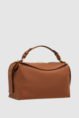 Back product shot of the Oroton Mica Bowler in Brandy and Premium pebble grain leather for Women .
