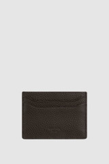 Front product shot of the Oroton Ethan Pebble Credit Card Sleeve in Bitter Chocolate and Pebble Leather for Men .