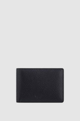 Front product shot of the Oroton Ethan Pebble 4 Credit Card Mini Wallet in Dark Navy and Pebble Leather for Men .