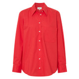 Front product shot of the Oroton Poplin Long Sleeve Shirt in Poppy and 100% cotton for Women