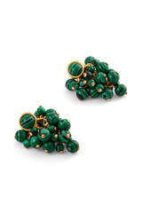 Front product shot of the Oroton Jupiter Earrings in Worn Gold/Malachite and Brass for Women