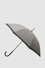 Front product shot of the Oroton Logo Large Umbrella in Black/Cream and Pongee Fabric (Water Resistant) for Women .