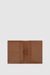 Internal product shot of the Oroton Harvey Signature Passport Cover in Black/Cognac and Nylon canvas base cloth material with PVC coating (70% PVC, 30% polyester) for Women .
