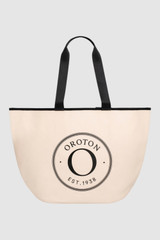 Front product shot of the Oroton Kaia Shopper Tote in Natural/Black and Coated canvas material for Women .