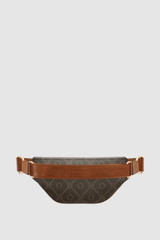 Back product shot of the Oroton Harvey Signature Belt Bag in Black/Cognac and Nylon canvas base cloth material with PVC coating (70% PVC, 30% polyester) for Women .