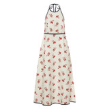 Front product shot of the Oroton Dutch Tulip Halter Sundress in Ecru and 100% linen for Women