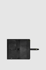 Internal product shot of the Oroton Fife Travel Wallet in Black and Premium pebble leather for Women .