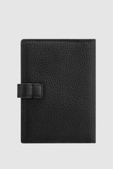 Back product shot of the Oroton Fife Passport Sleeve in Black and Pebble leather for Women .