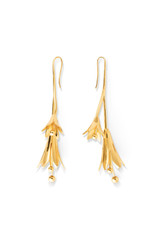 Front product shot of the Oroton Lilium Thread Earrings in Shiny Gold and Brass for Women