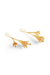 Front product shot of the Oroton Lilium Thread Earrings in Shiny Gold and Brass for Women