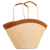 Back product shot of the Oroton Callaway Straw Tote in Natural/Amber and Woven straw with leather trims for Women