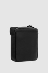Back product shot of the Oroton Porter Pebble Phone Crossbody Bag in Black and Premium pebble leather for Men .