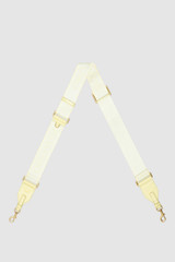 Front product shot of the Oroton Fife Webbing Strap in Lemon Butter and Poly Jacquard webbing for Women .