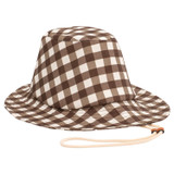 Front product shot of the Oroton Boyd Printed Hat in Gingham and Canvas for Women