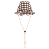 Front product shot of the Oroton Boyd Printed Hat in Gingham and Canvas for Women