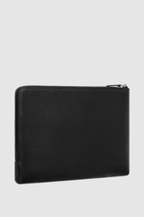 Back product shot of the Oroton Ethan Pebble 15" Laptop Sleeve in Black and Pebble leather for Men .