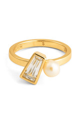 Front product shot of the Oroton Calypso Pearl Ring in 18K Gold and Sustainably sourced 925 Sterling Silver for Women