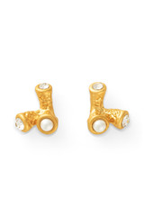Front product shot of the Oroton Lucia Studs in Worn Gold and Brass for Women