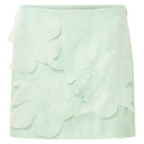 Front product shot of the Oroton Lace Mini Skirt in Sea Spray and 100% polyester for Women