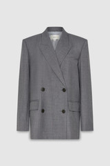 Front product shot of the Oroton Man Style Blazer in Dark Ash and 50% wool, 50% recycled polyester for Women .