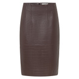 Front product shot of the Oroton Embossed Croc Pencil Skirt in Burgundy and 100% leather for Women