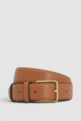 Front product shot of the Oroton Florence 35MM Belt in Cognac and Premium smooth leather for Women .
