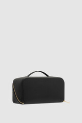 Back product shot of the Oroton Fife Medium Beauty Case in Black and Pebble leather for Women .
