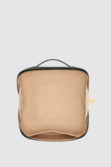 Internal product shot of the Oroton Fife Medium Beauty Case in Black and Pebble leather for Women .