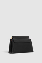 Back product shot of the Oroton Elm Small Satchel in Black and Premium smooth pebble leather for Women .