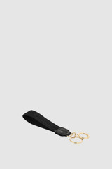 Front product shot of the Oroton Heather Wristlet Strap Keyring in Black/Black and 100% Jacqard webbing for Women .